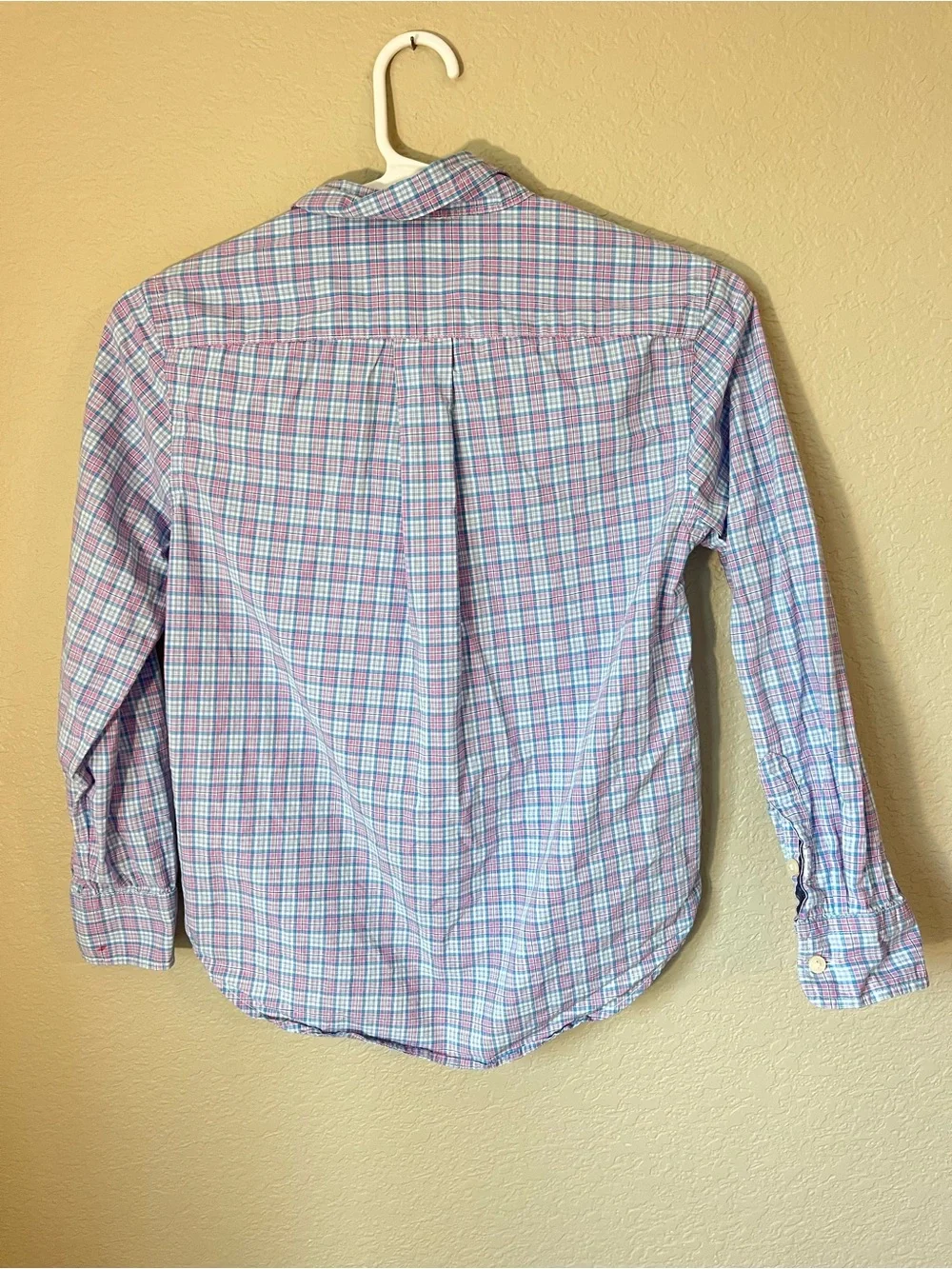 Ralph Lauren Boys 8 Blue Pink Plaid Cotton Button Down Shirt Preppy Fall
